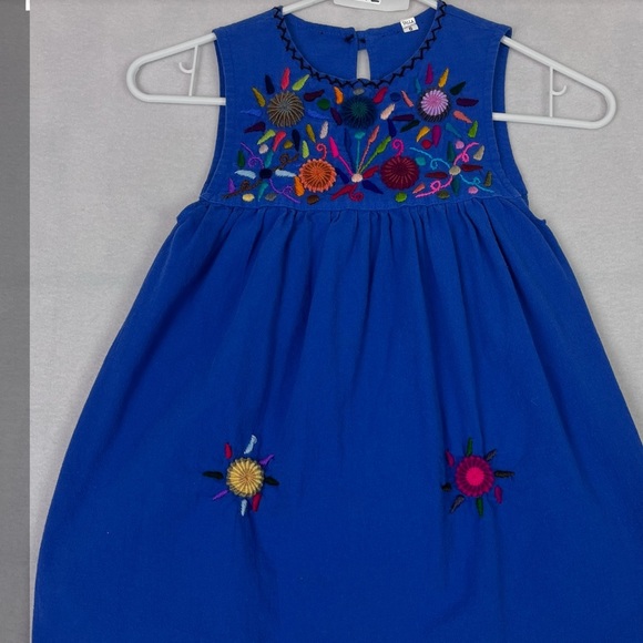 Other - Girls Dress 6 (5-6 yrs) Floral Embroidered Blue Sleeveless Lightweight Summer